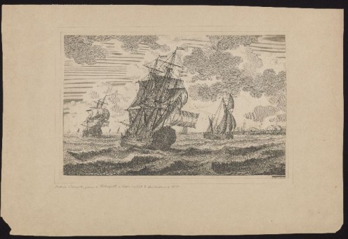 Adolf van der Laan - Kopergravure: Hollands fregat ter koopvaardij.